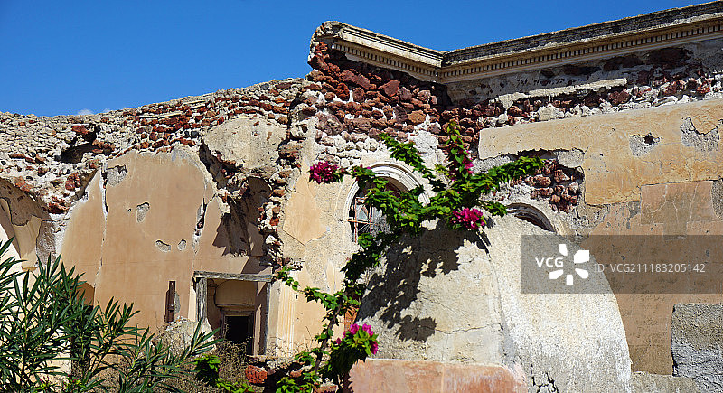老房子废墟的景色图片素材