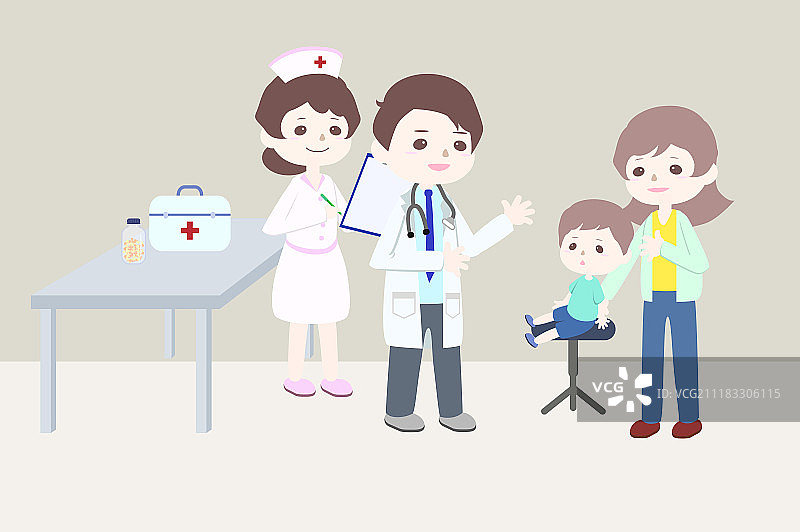 妈妈带小孩看医生图片素材