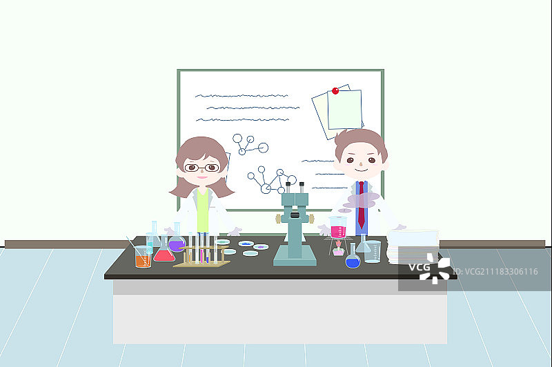二个科学家在做实验图片素材