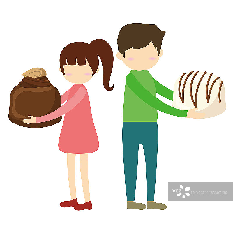 情人节拿着巧克力的情侣图片素材