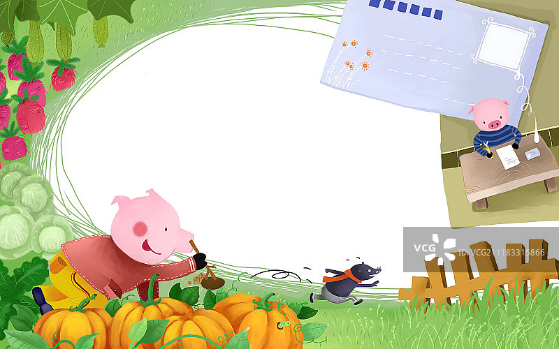 小猪写信图片素材