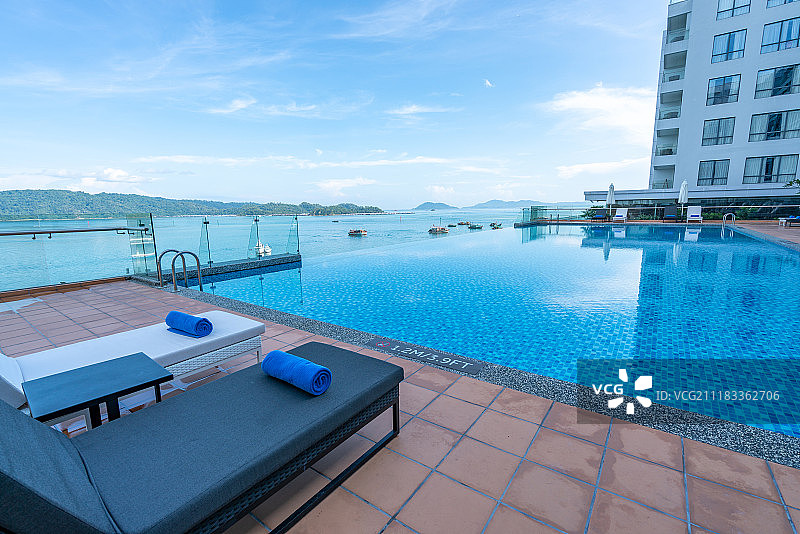高级酒店无边泳池图片素材