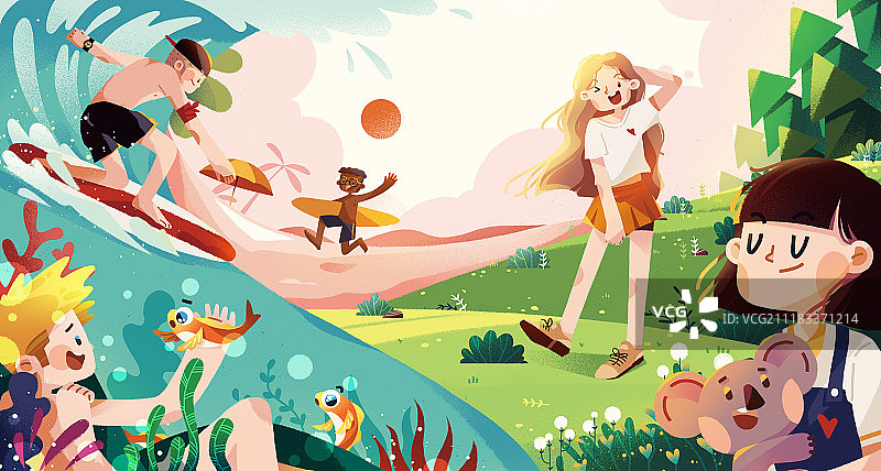 和小伙伴一起出游啦图片素材