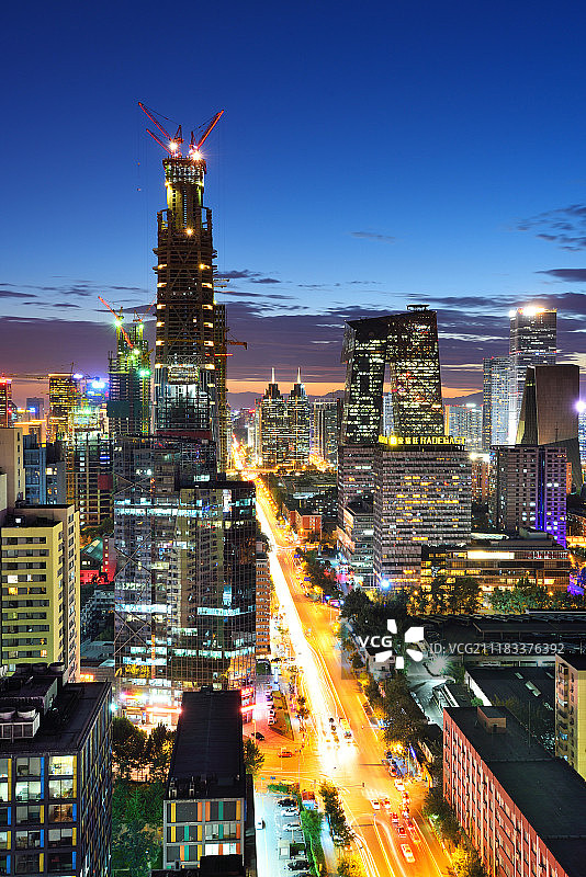 北京CBD城市夜景图片素材