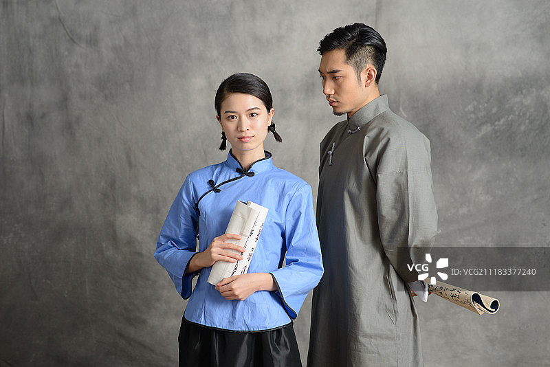 复古青年男女图片素材