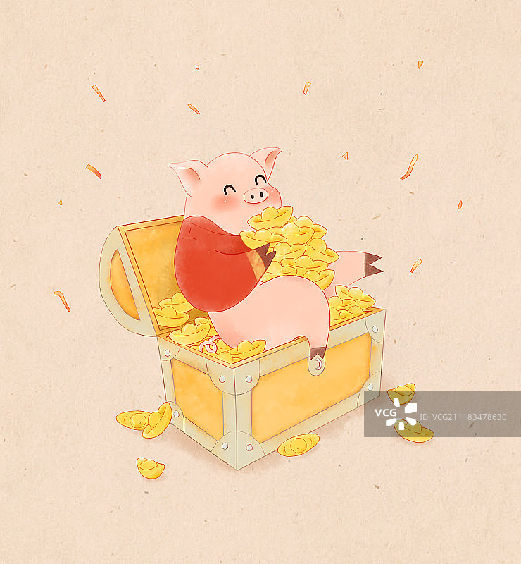 猪年福猪元宝堆图片素材