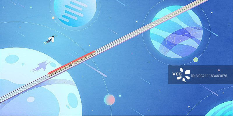 太空列车和宇宙飞行图片素材