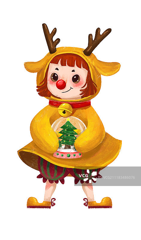 扮成麋鹿的小女孩图片素材