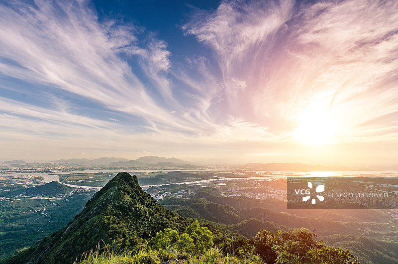 中山市 丫髻山日落风光图片素材