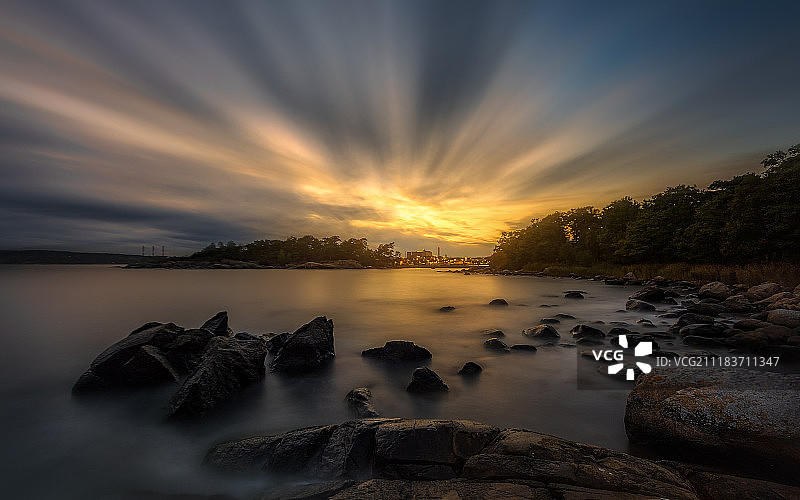 卡尔斯港的深夜日落图片素材