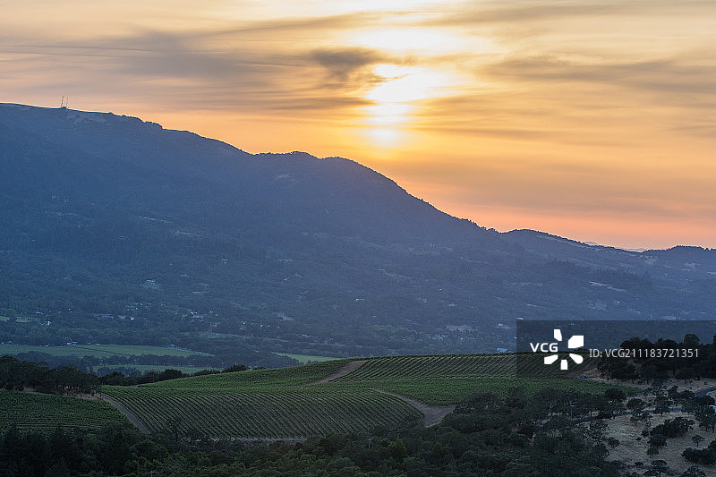 索诺玛山谷日落图片素材