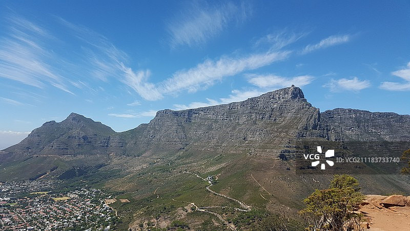 从狮子头峰观看桌山图片素材