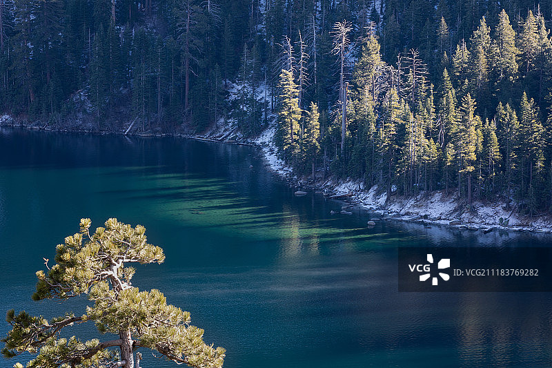 湖泊的冬季景观图片素材