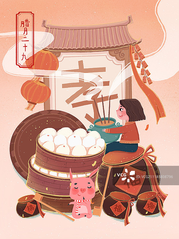 年俗漫画之上坟请祖图片素材