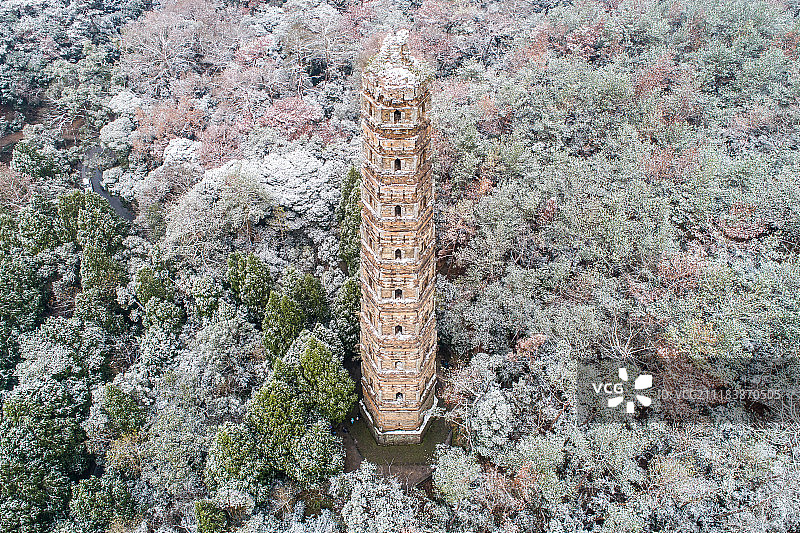 浙江台州 天台山 国清寺 隋塔 航拍图片素材