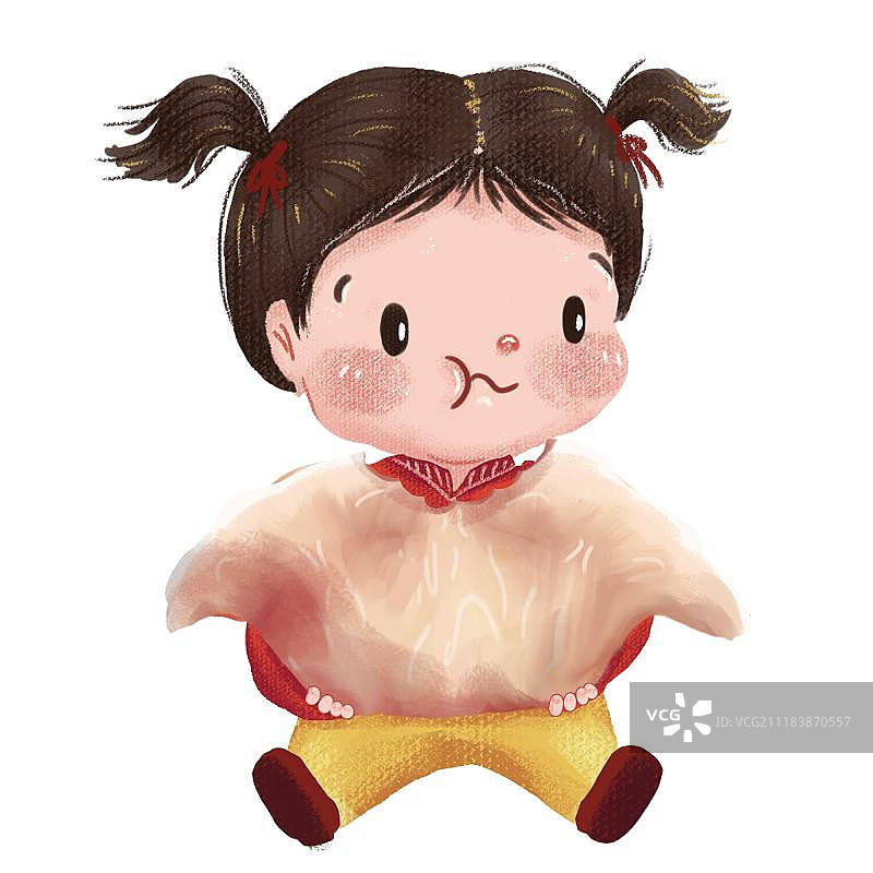 女孩吃饺子图片素材