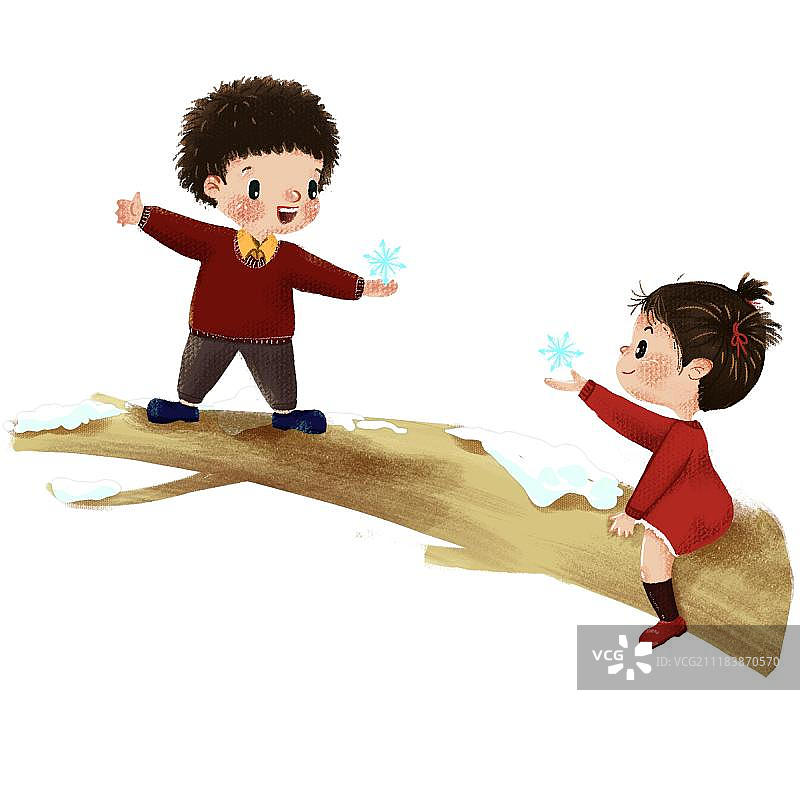 福娃接雪花图片素材