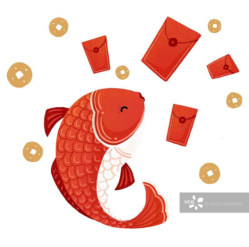 锦鲤红包插画图片素材