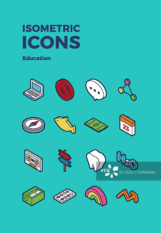 教育主题等距视角图标合集图片素材