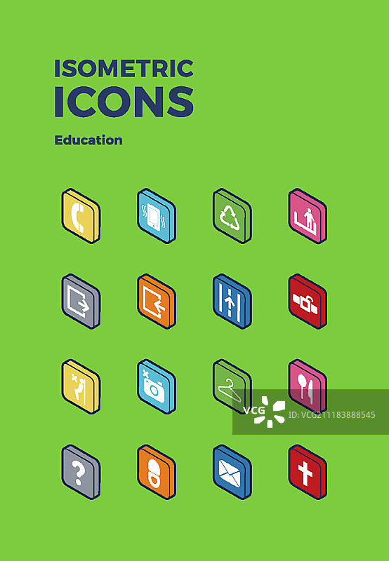 教育主题等距视角图标合集图片素材
