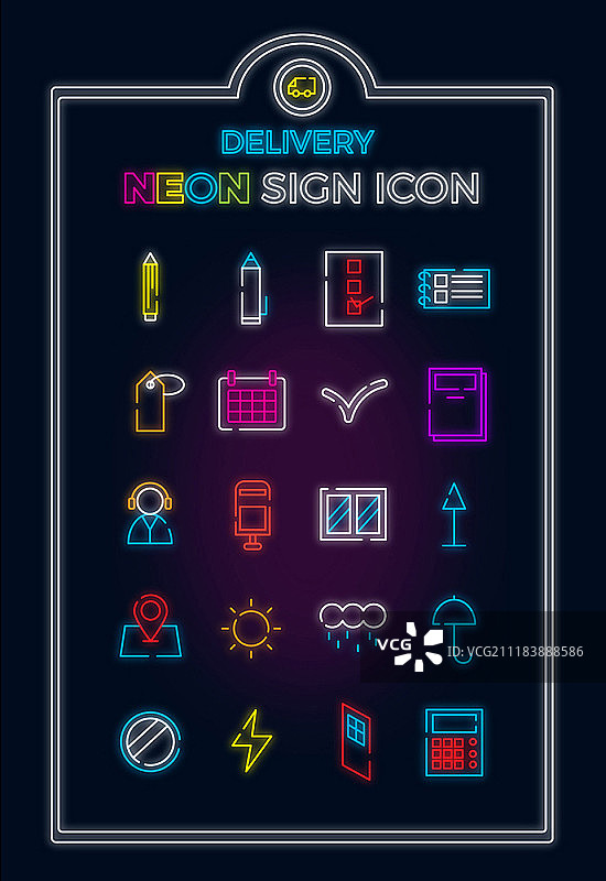 霓虹灯标志图标集图片素材