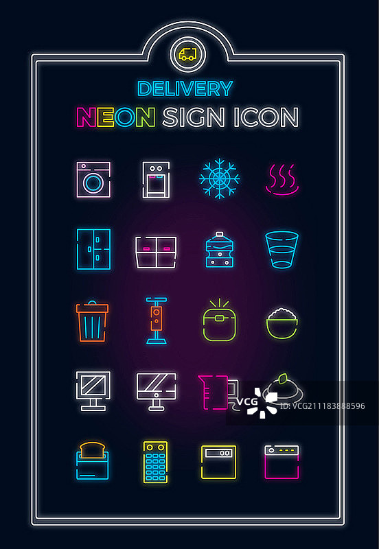 霓虹灯标志图标集图片素材