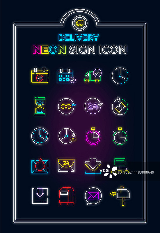 霓虹灯标志图标集图片素材