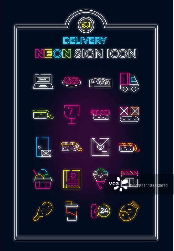 霓虹灯标志图标集图片素材