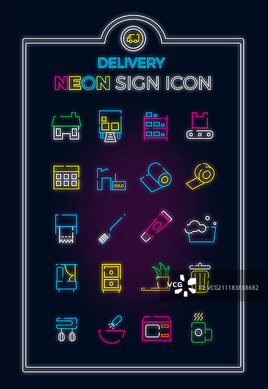 霓虹灯标志图标集图片素材