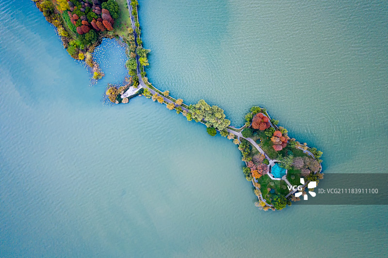 武汉东湖风景区绿道航拍风光图片素材
