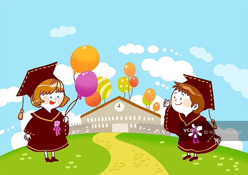 学校毕业主题插画图片素材