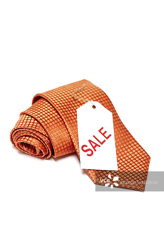 带有促销标签的领带摄影图片素材
