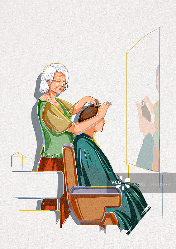 工作中的年长女性插画图片素材