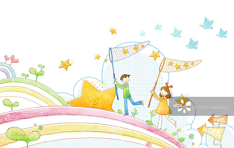 希望与幸福概念插画图片素材