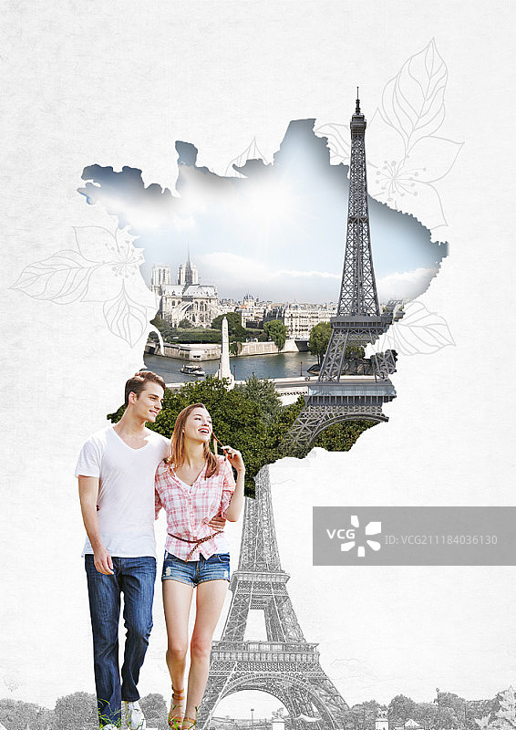 法国旅行概念合成图片图片素材