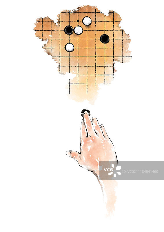下围棋的商人插画图片素材
