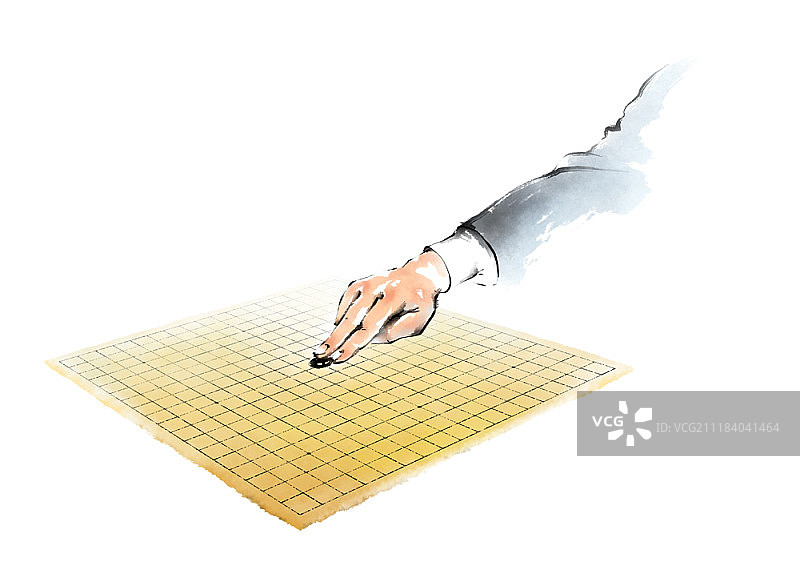 下围棋的商人插画图片素材