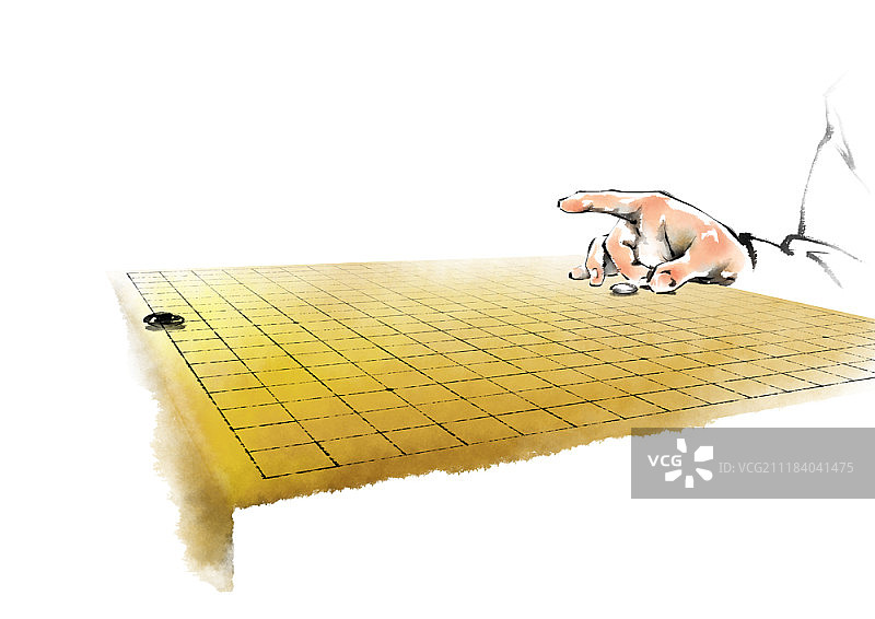 男人在围棋棋盘上下棋插画图片素材