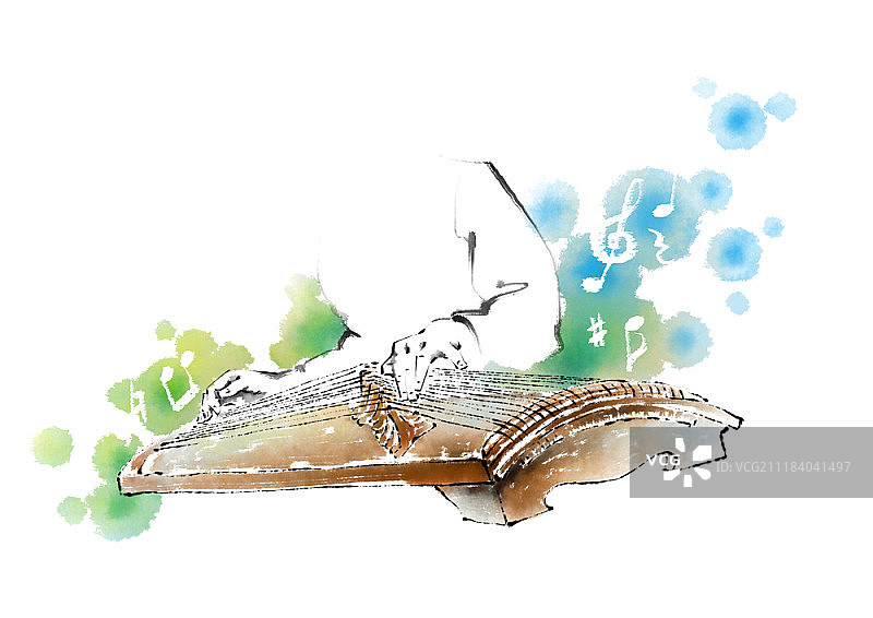 演奏韩国传统音乐的男人插画图片素材