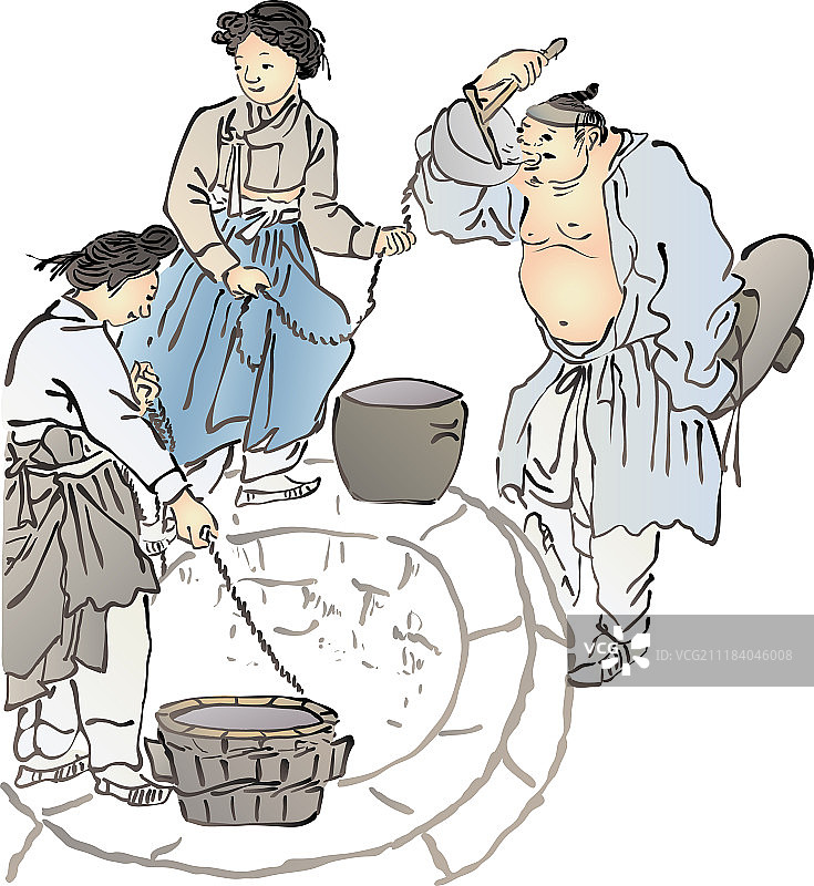 韩国传统水墨手绘风俗画 037图片素材