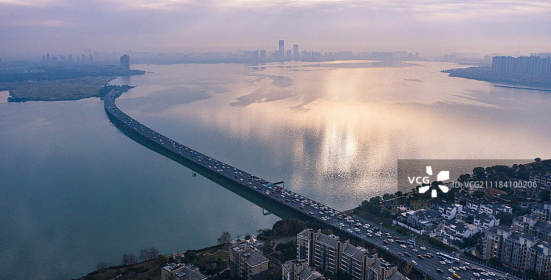 江苏苏州独墅湖晨曦图片素材