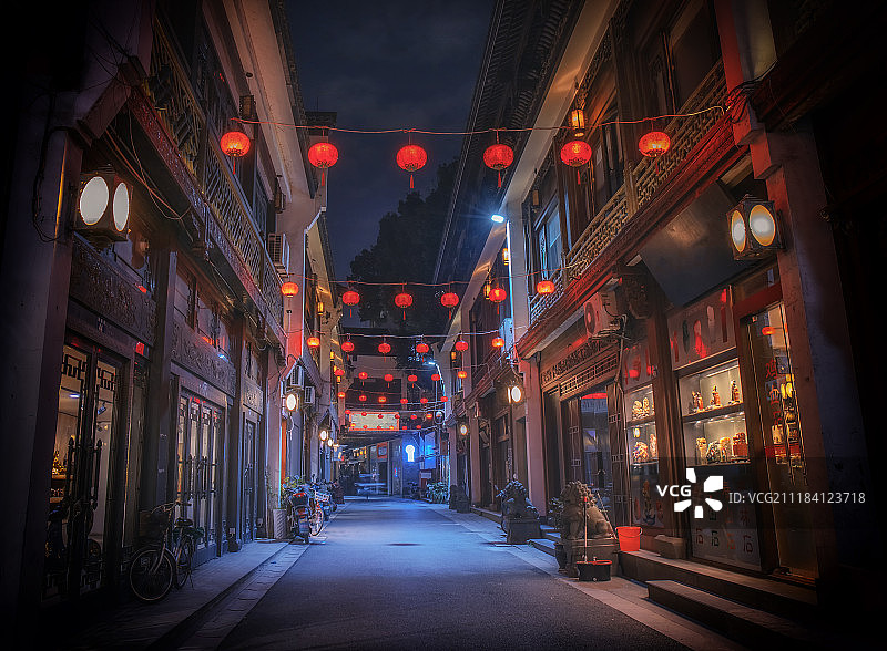 浙江杭州夜晚河坊街图片素材