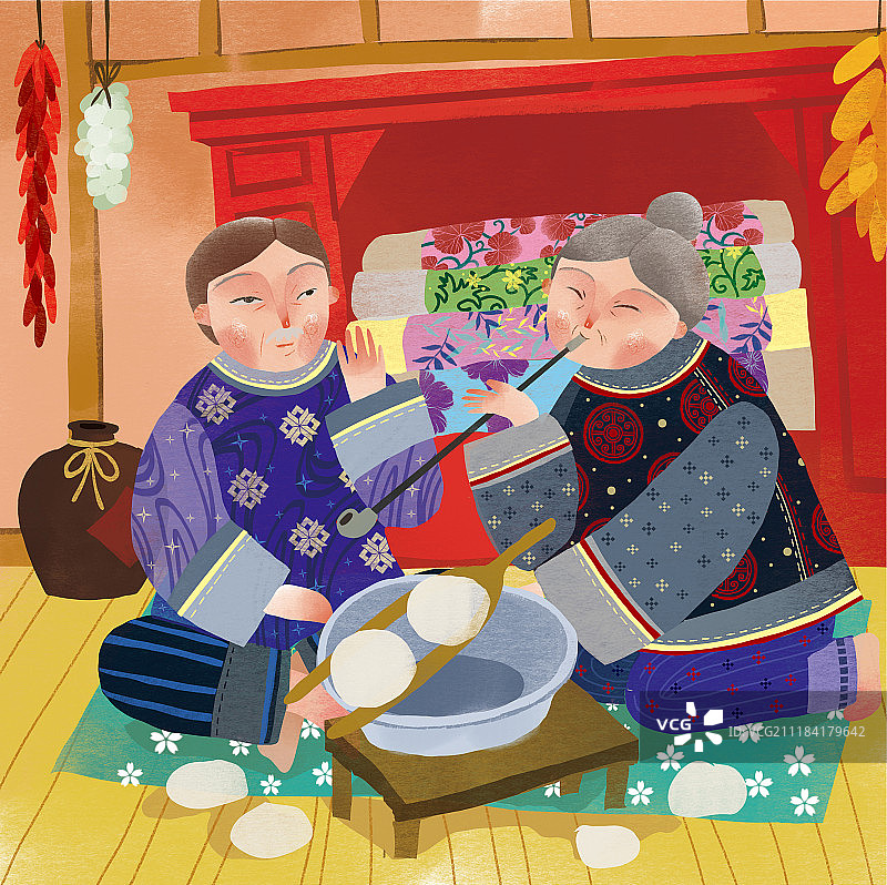 东北民间习俗火盆土炕烤爷太图片素材