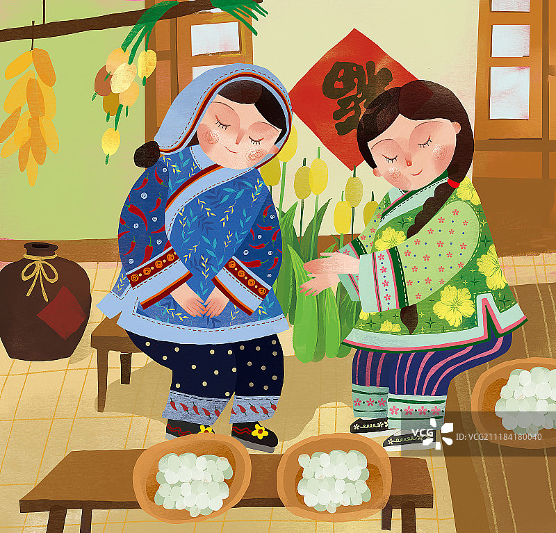 东北民间习俗吉祥喜庆粘豆包图片素材