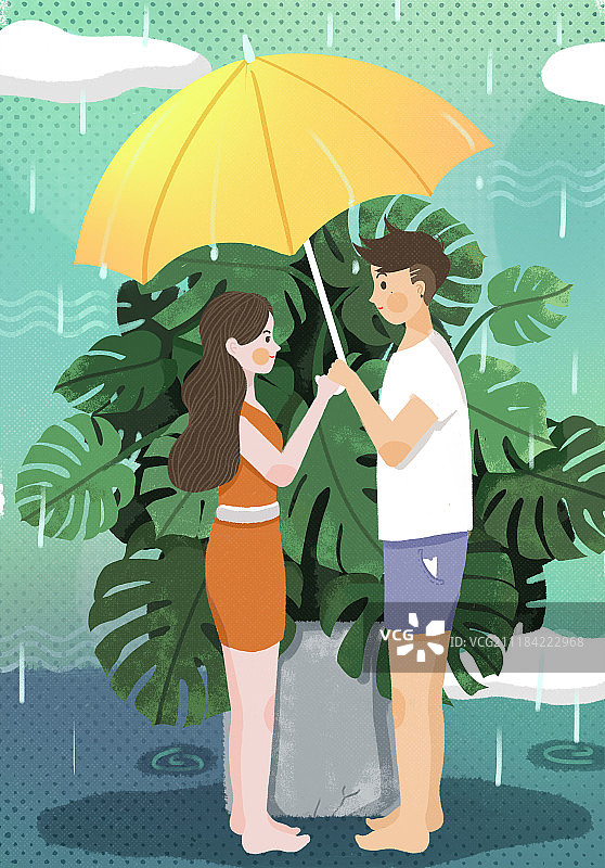 雨中的情侣图片素材