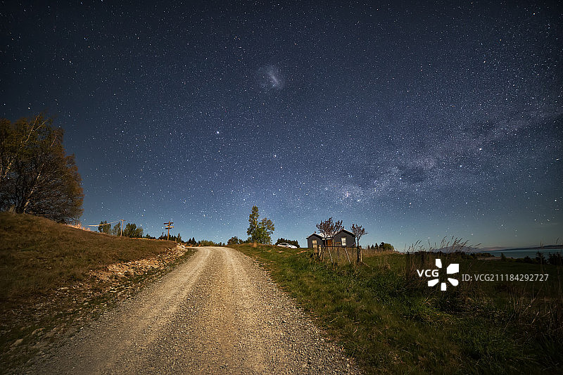 普卡基湖旁银河星空图片素材