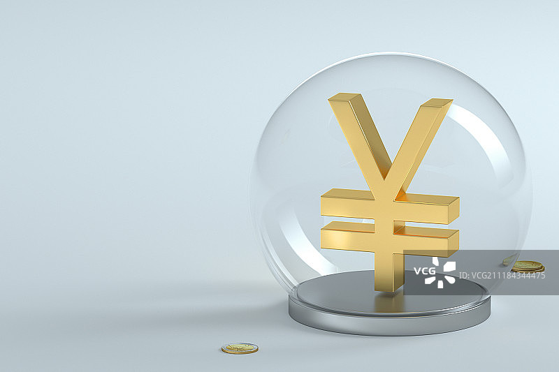 3D水晶球内的RMB符号图片素材