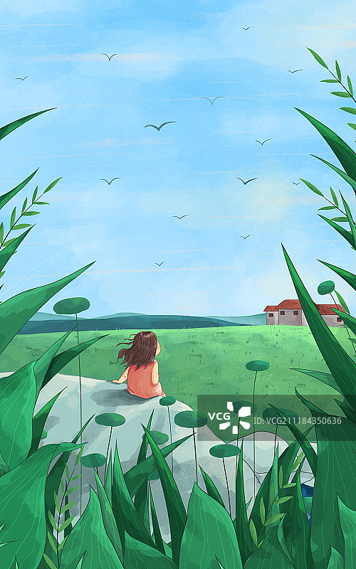 节气插画回忆篇小暑竖版图片素材