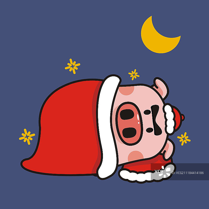 猪年春节小插画图片素材