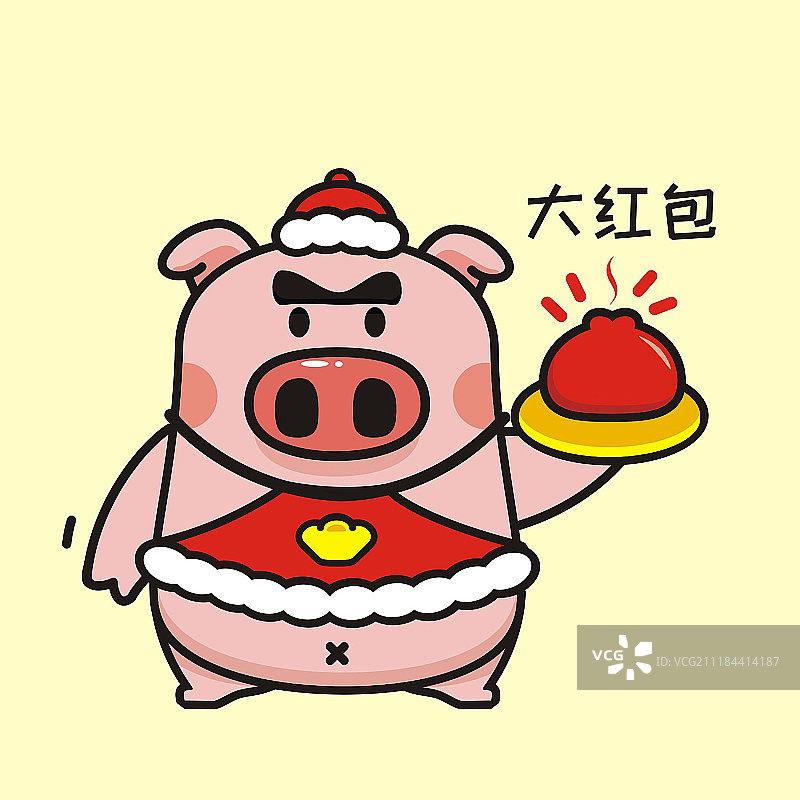 猪年春节小插画图片素材